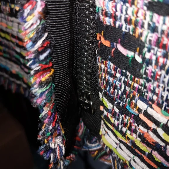 Ann Taylor Textured Mixed Tweed Zip Pocket Jacket In Black Multi Color s… - Picture 6 of 14